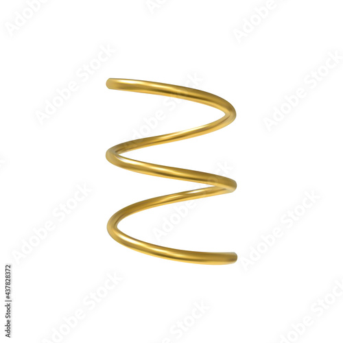 Vector 3d realistic geometric object. Isolated metallic gold helix shape.