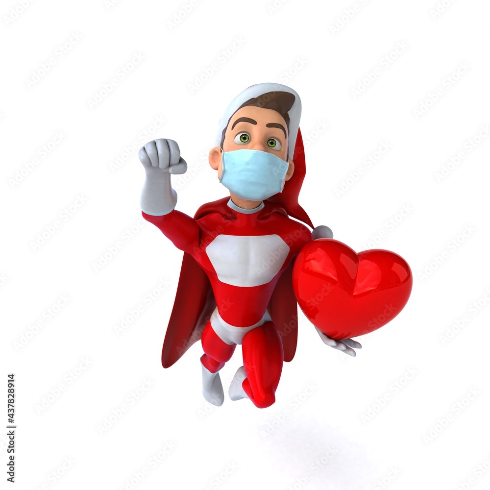 Fun 3D illustration of a cartoon Santa Claus with a mask Fun 3D illustration of a cartoon Santa Claus with a mask