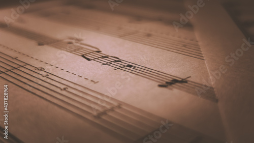 Canvas Print Vintage sheets with music notes, music notes background.