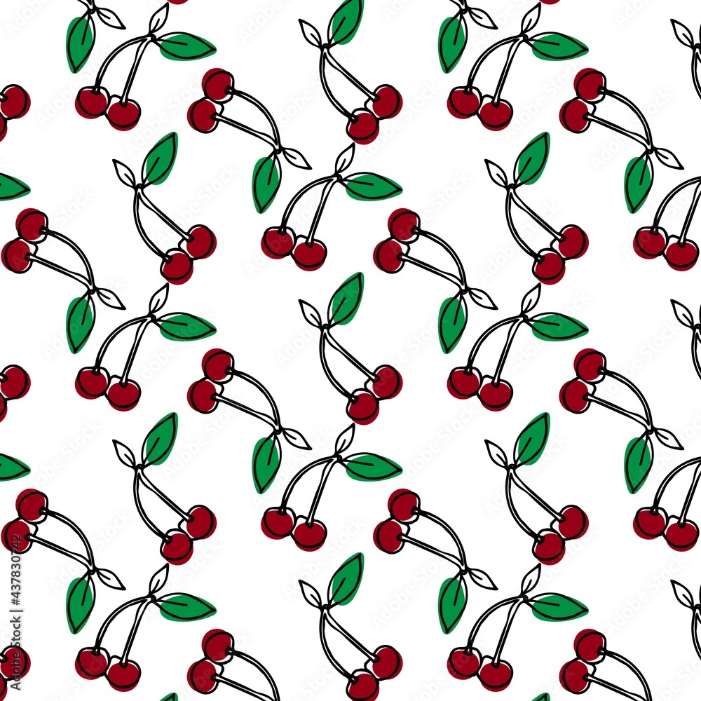 Vector seamless pattern with cherries