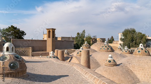 Kashan, Iran - May 2019: The brick dome roof of Sultan Amir Ahmad Qasemi Bath house photo