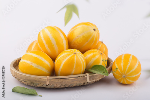 Korean Melon or oriental malon on white background. photo