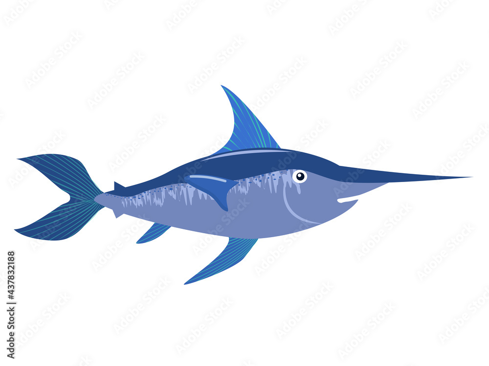 vector illustration of a sword fish isolated on a white background vector illustration of a sword fish isolated on a white background