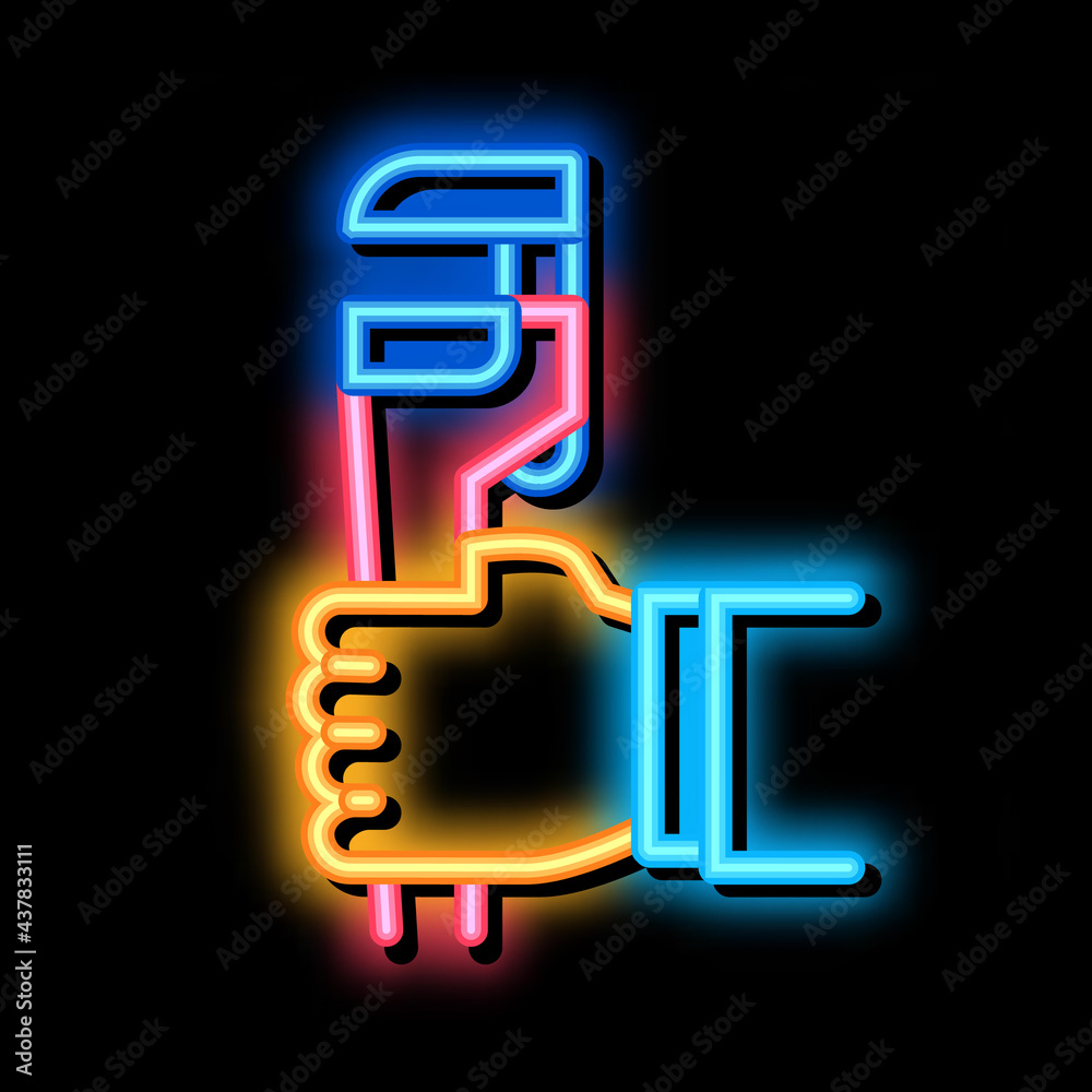 Adjustable Wrench neon light sign vector. Glowing bright icon Adjustable Wrench sign. transparent symbol illustration Adjustable Wrench neon light sign vector. Glowing bright icon Adjustable Wrench sign. transparent symbol illustration