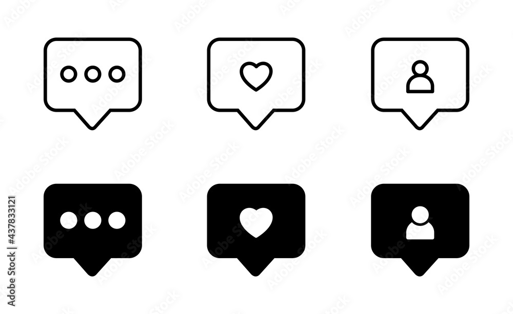 Social media set notifications icon vector Social media set notifications icon vector