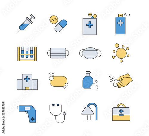 Virus epidemic prevention hospital icon. Simple outline style design set.