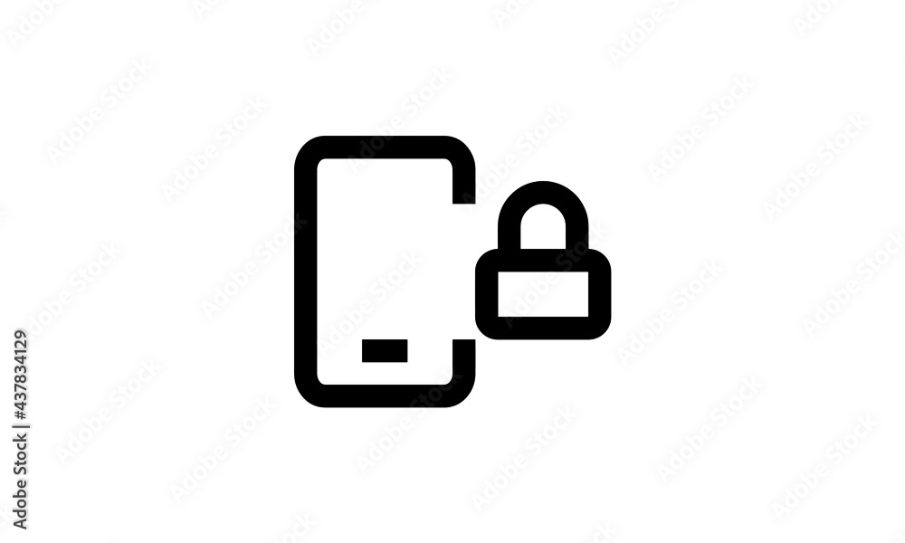 lock icon on iphone vector icon outline style with white background perfect pixel lock icon on iphone vector icon outline style with white background perfect pixel