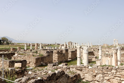 beautiful view to the archaeological site Laodicea on the Lycus, ruins of ancient city in Turkey