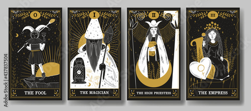 vintage vintage style deck of tarot cards. magical predictions of the future, mysterious characters.
