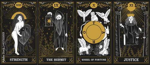 vintage vintage style deck of tarot cards. magical predictions of the future, mysterious characters.