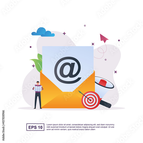 Illustration concept of e-mail marketing with megaphone dan target.