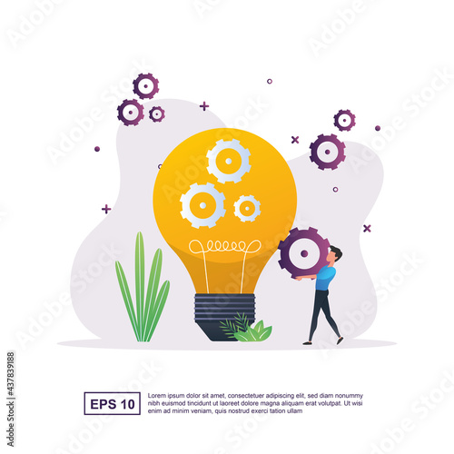 Illustration concept of solution with the bulb containing the gear.