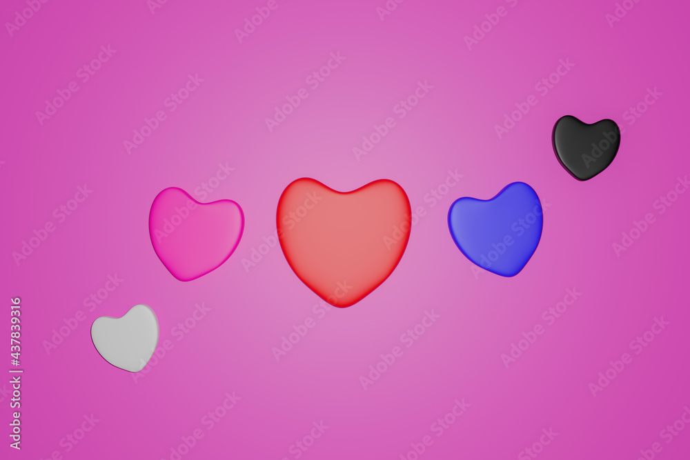3d illustration of multicolored heart shape.