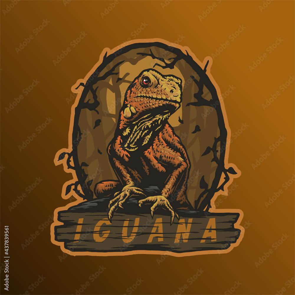 Handrawn Red Fire Iguana Dragon Reptil Mascot Vector Logo Illustration Handrawn Red Fire Iguana Dragon Reptil Mascot Vector Logo Illustration