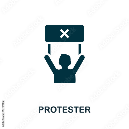 Protester icon. Monochrome simple element from civil rights collection. Creative Protester icon for web design, templates, infographics and more