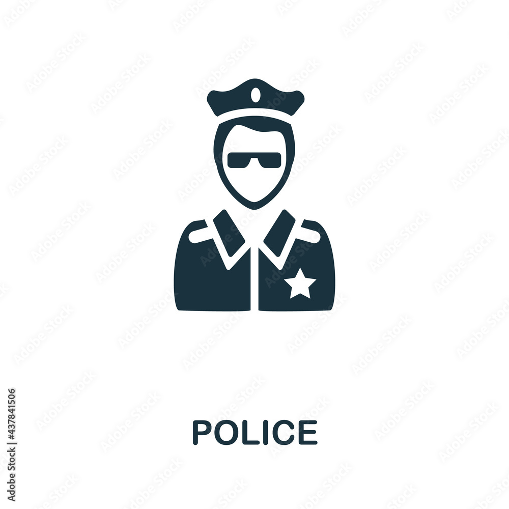 Police icon. Monochrome simple element from civil rights collection. Creative Police icon for web design, templates, infographics and more