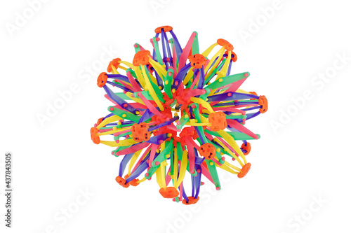 Plastic stretch sphere toy isolated on white background.