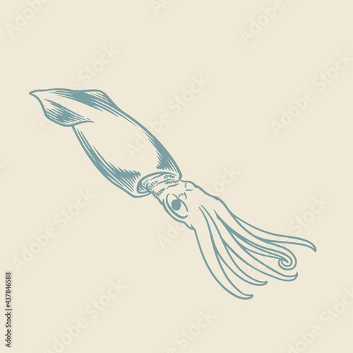 Hand drawn of blue octopus....
