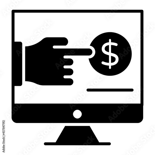A glyph design, icon of pay per click