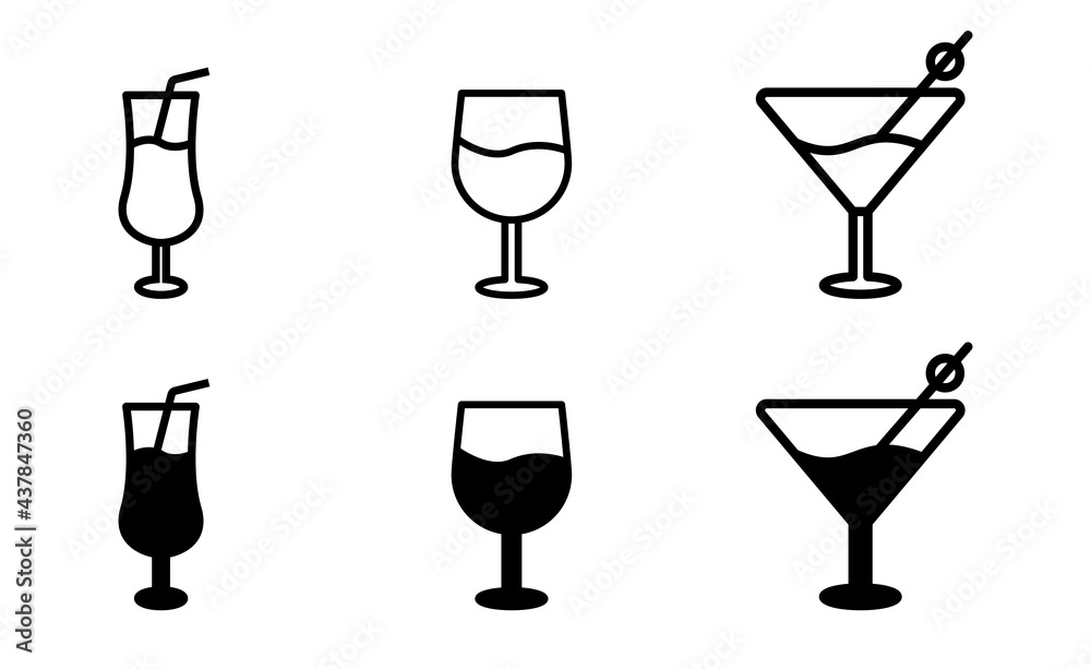 Cocktail icon set, Drink icon vector for web Cocktail icon set, Drink icon vector for web