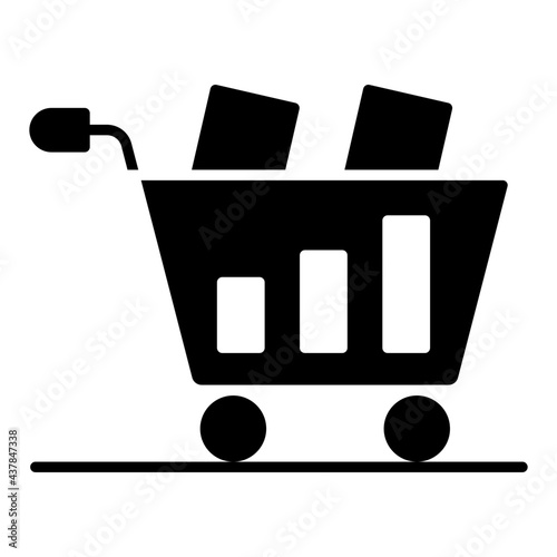 A glyph design, icon of shopping cart