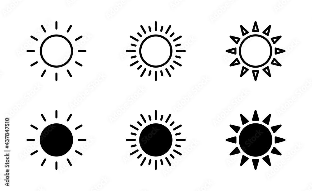 Sun icon set, Sun symbol vector - obrazy, fototapety, plakaty 