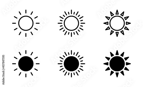Sun icon set, Sun symbol vector photo