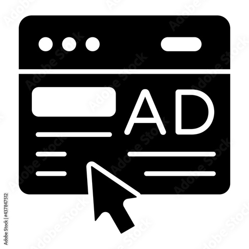 A glyph design, icon of online ad