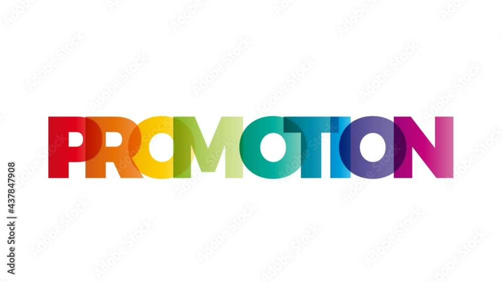 The word Promotion. Animated banner with the text colored rainbow. The word Promotion. Animated banner with the text colored rainbow.