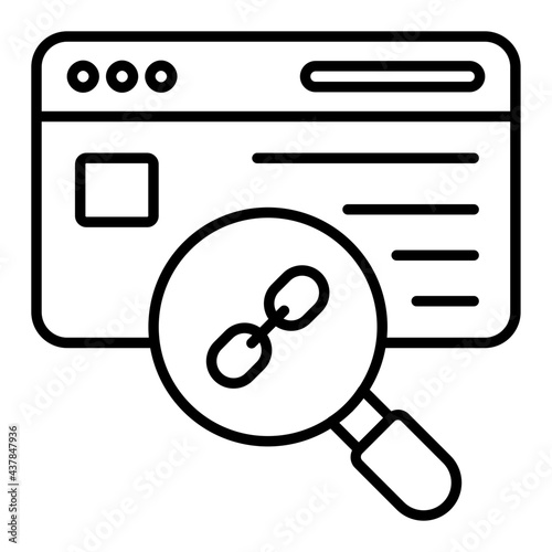 A linear design, icon of search linked