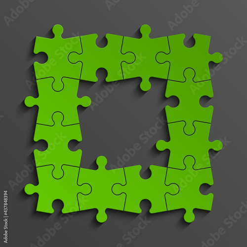 Puzzle twelve piece business presentation. Square infograph. 12 Step process diagram. Section compare banner.