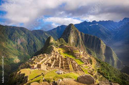 Panoramic Morning View of the Sacred Inca City Machu Picchu - UNESCO World Heritage