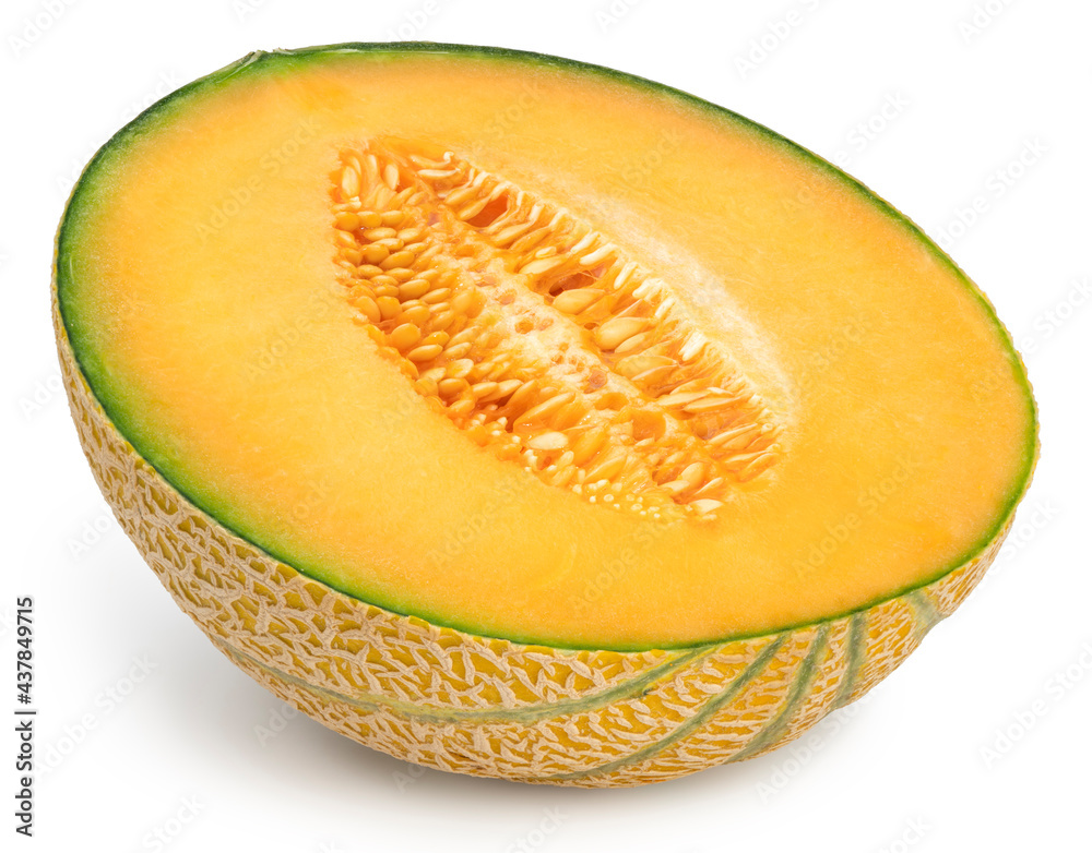 Yellow melon or cantaloupe melon with seeds isolated on white background, US Muskmelon on white background With clipping path. Yellow melon or cantaloupe melon with seeds isolated on white background, US Muskmelon on white background With clipping path.
