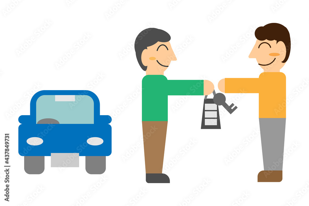 個人間カーシェアリングで車の鍵を渡す人と受け取る人 個人間カーシェアリングで車の鍵を渡す人と受け取る人
