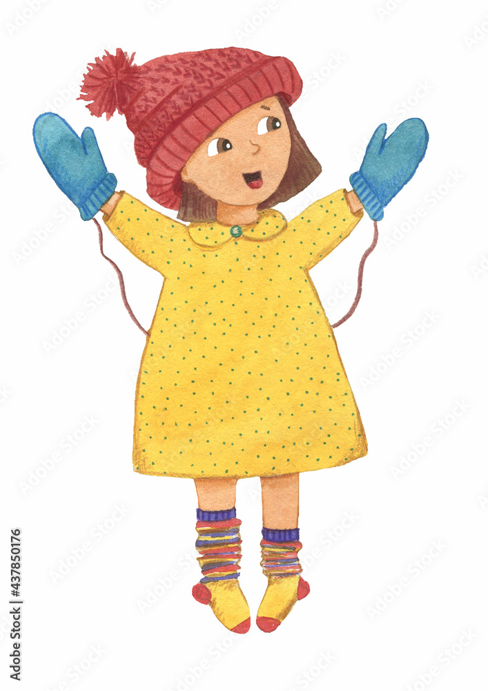Little girl with mittens Little girl with mittens