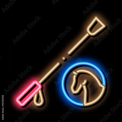 Horse Whip Tool neon light sign vector. Glowing bright icon Horse Whip Tool sign. transparent symbol illustration