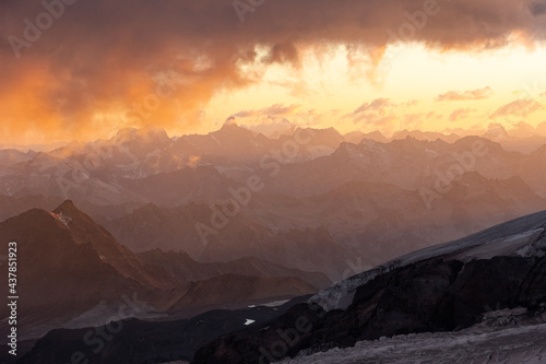 Sunset on Mount Elbrus from the south