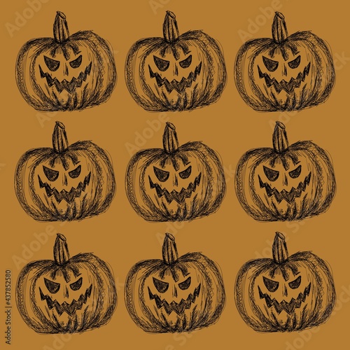 set of halloween pumpkins