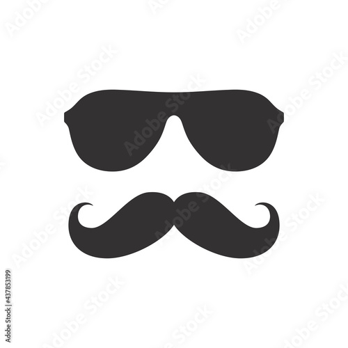 Man mustache and sunglasses icon. Moustache and glasses, geek or hipster style.