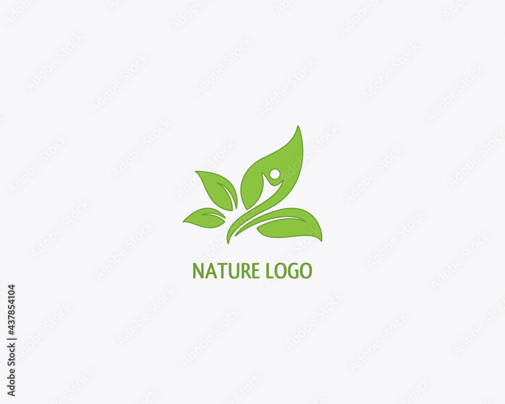 Nature logo design template health logo leave