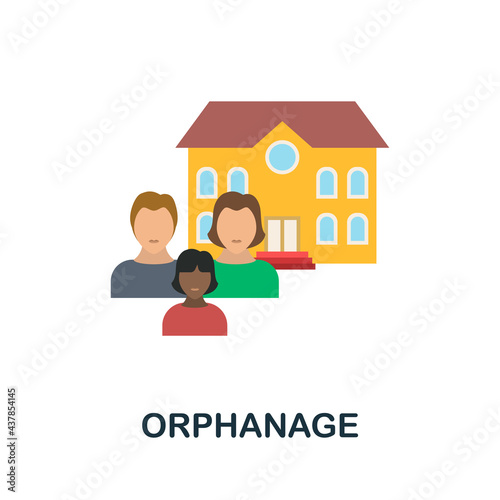 Orphanage icon. Flat sign element from child adoption collection. Creative Orphanage icon for web design, templates, infographics and more