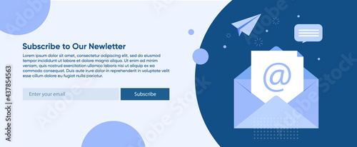 A banner for sending news to customers, so that they are aware of all the latest events. Template with a call to subscribe to an email newsletter on the site photo
