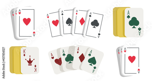 Playing Cards, Four Aces vector clip art set. Playing Cards, Four Aces vector clip art set. Playing Cards, Four Aces vector clip art set.
