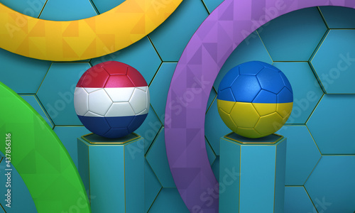 Soccer football Match - Leather balls in national colors on a soccer. 3D Rendering 3d render illustration photo