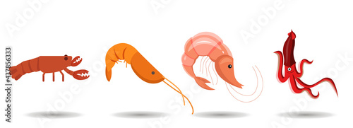 sea food vector clip art set with shrimp, squid, cancer. sea food vector clip art set with shrimp, squid, cancer. sea food vector clip art set with shrimp, squid, cancer.
