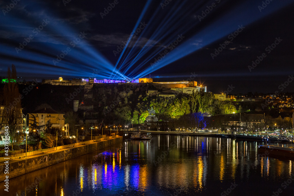 Koblenz Festungsleuchten Sicht Balduinbrücke