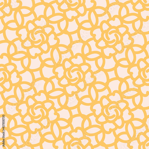 Orange Yellow Vector Retro Flower Bloom Texture Seamless Pattern Background. Perfect for gift wrap  scrapbooking  packaging  fabric  stationery projects.