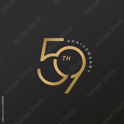 59th anniversary celebration logotype with elegant number shiny gold design photo