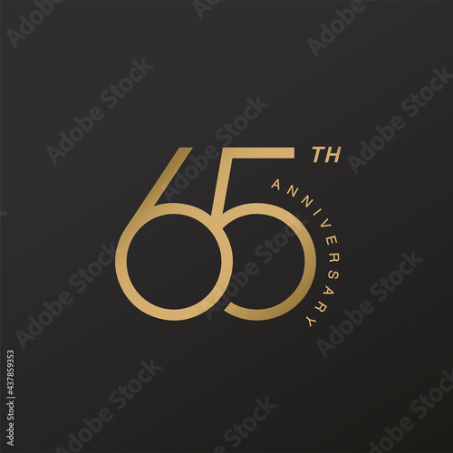 65th anniversary celebration logotype with elegant number shiny gold design photo