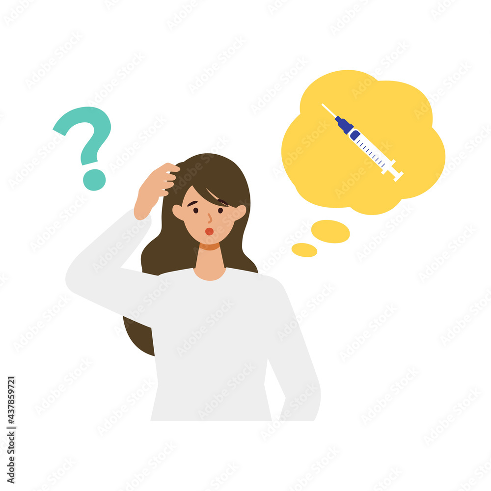 Woman is thinking about vaccination. Concept for coronavirus vaccination.